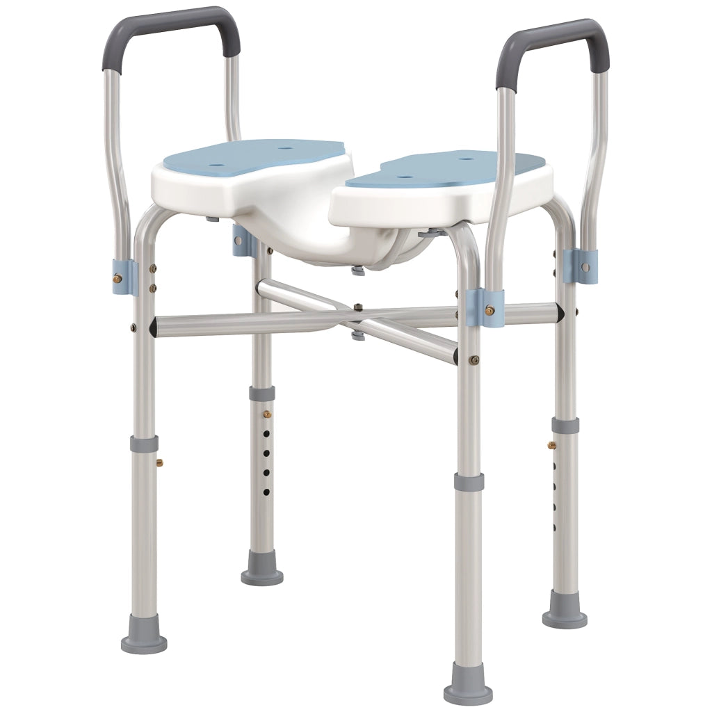 Sedia da doccia con braccioli ¨C zephmum ¨C blu chiaro 53x36x64-75 cm