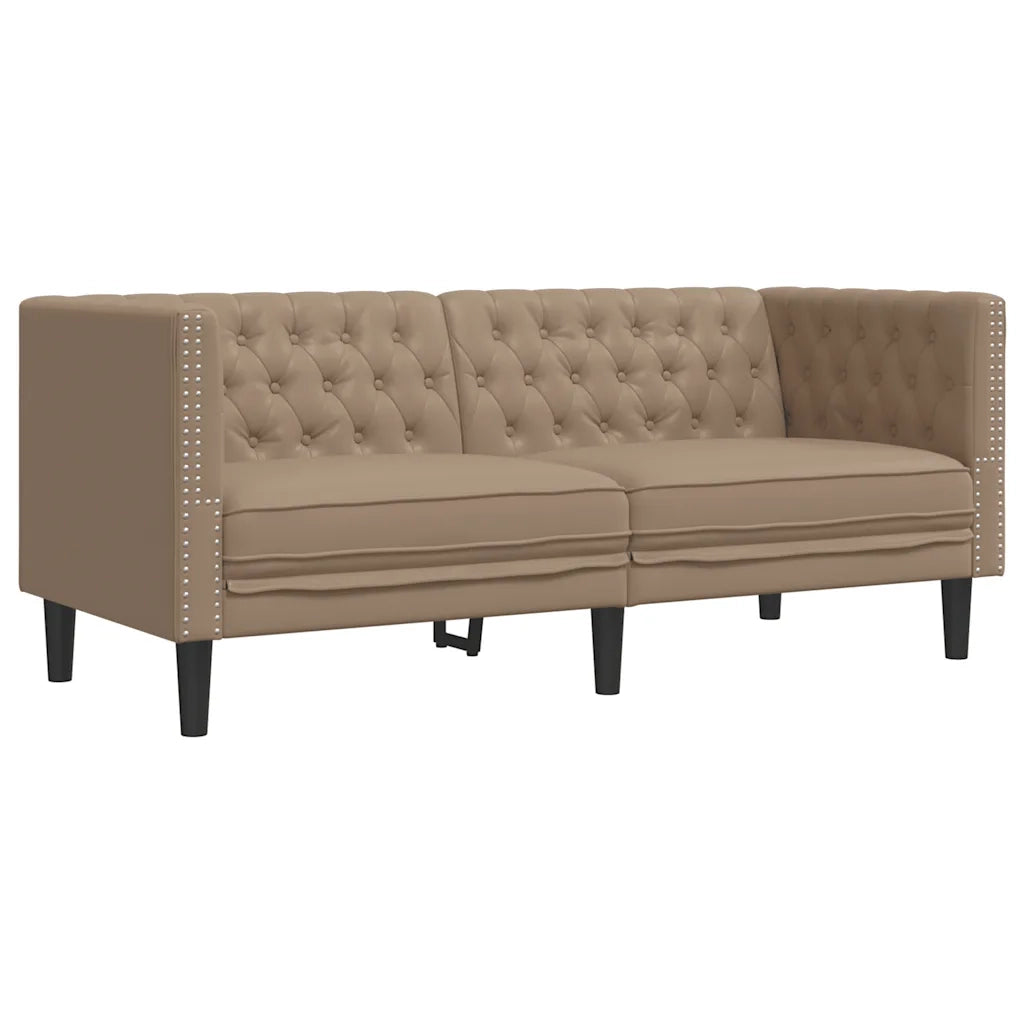 Set Divani Chesterfield 3pz Cappuccino in Similpelle