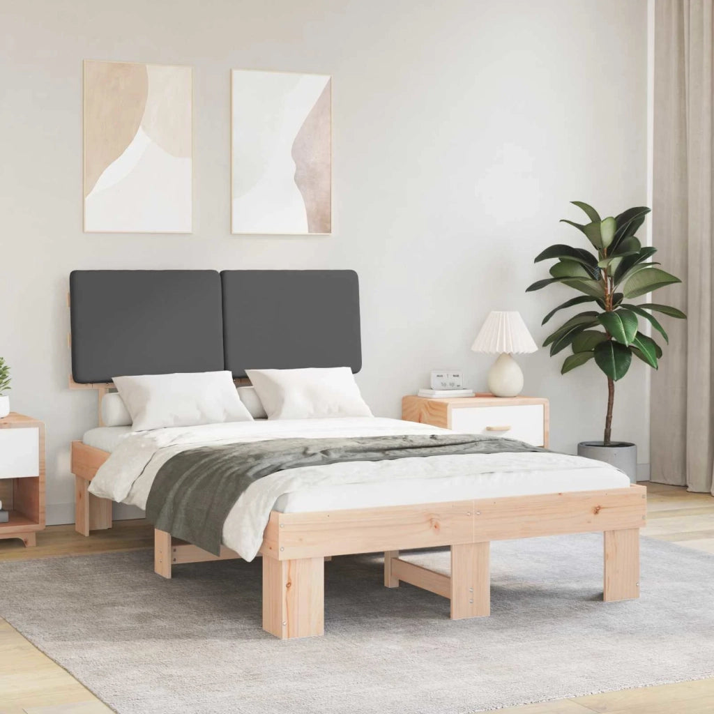 Letto matrimoniale | Letto per adulti | Letto con Testiera Rivestita Grigio scuro 120 x 200 cm