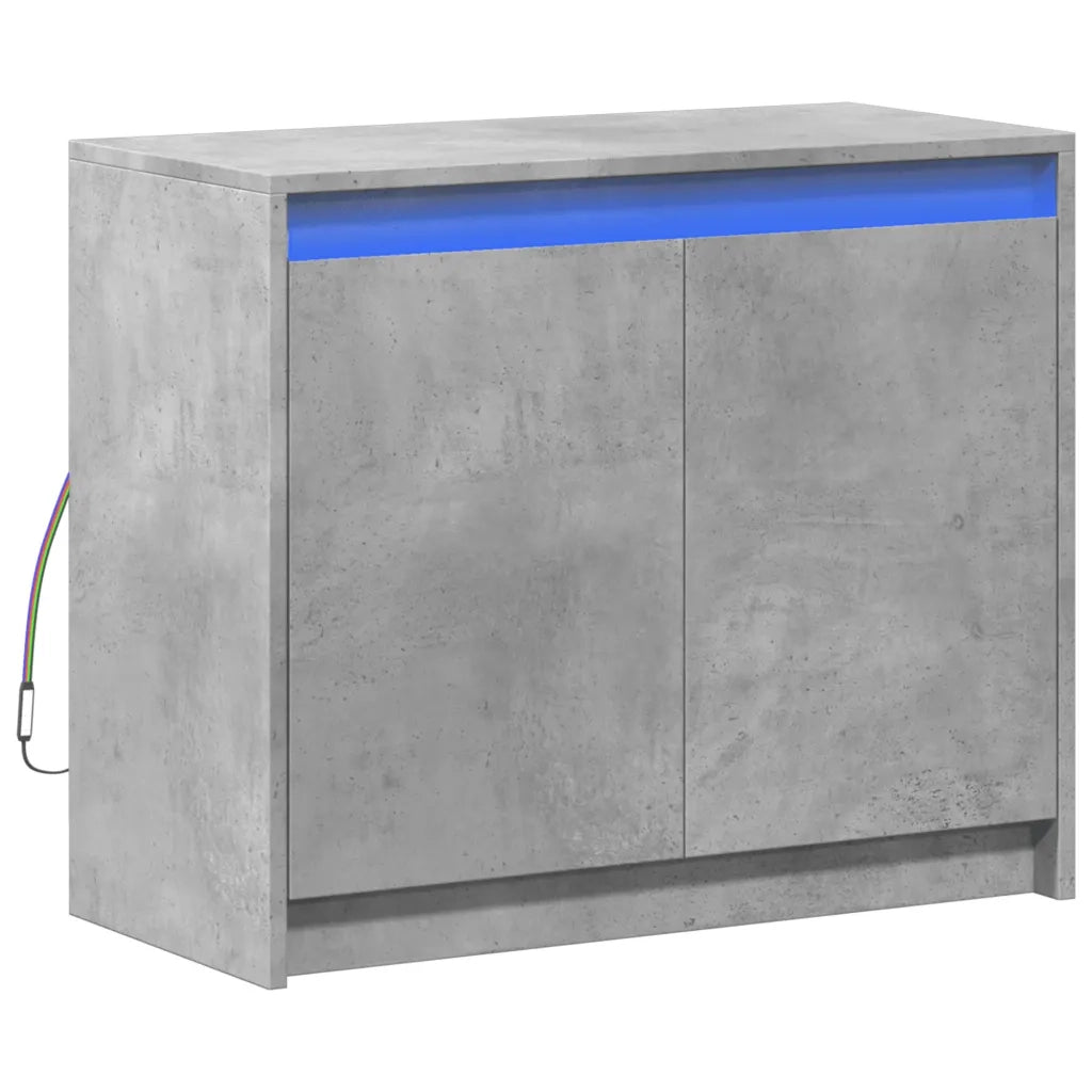 Credenza | Madia | Buffet da pranzo | Armadio da pranzo con LED Grigio Cemento 72x34x61 cm Legno Multistrato