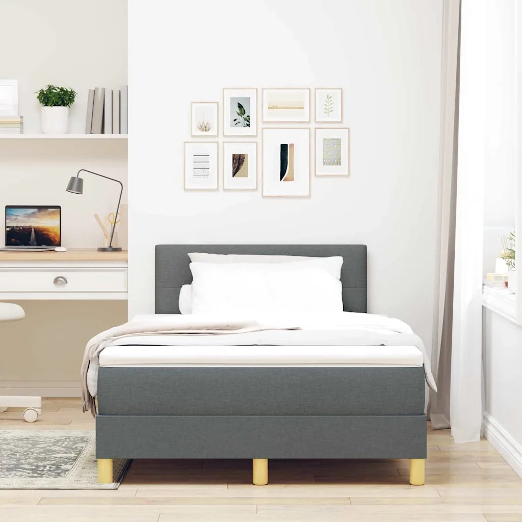 Letto a molle con cuscino Grigio scuro 120 x 200 cm Tessuto 3338910