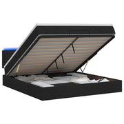 Letto Ottomano con Materasso e LED Nero 140 x 200 cm Tessuto 3456914