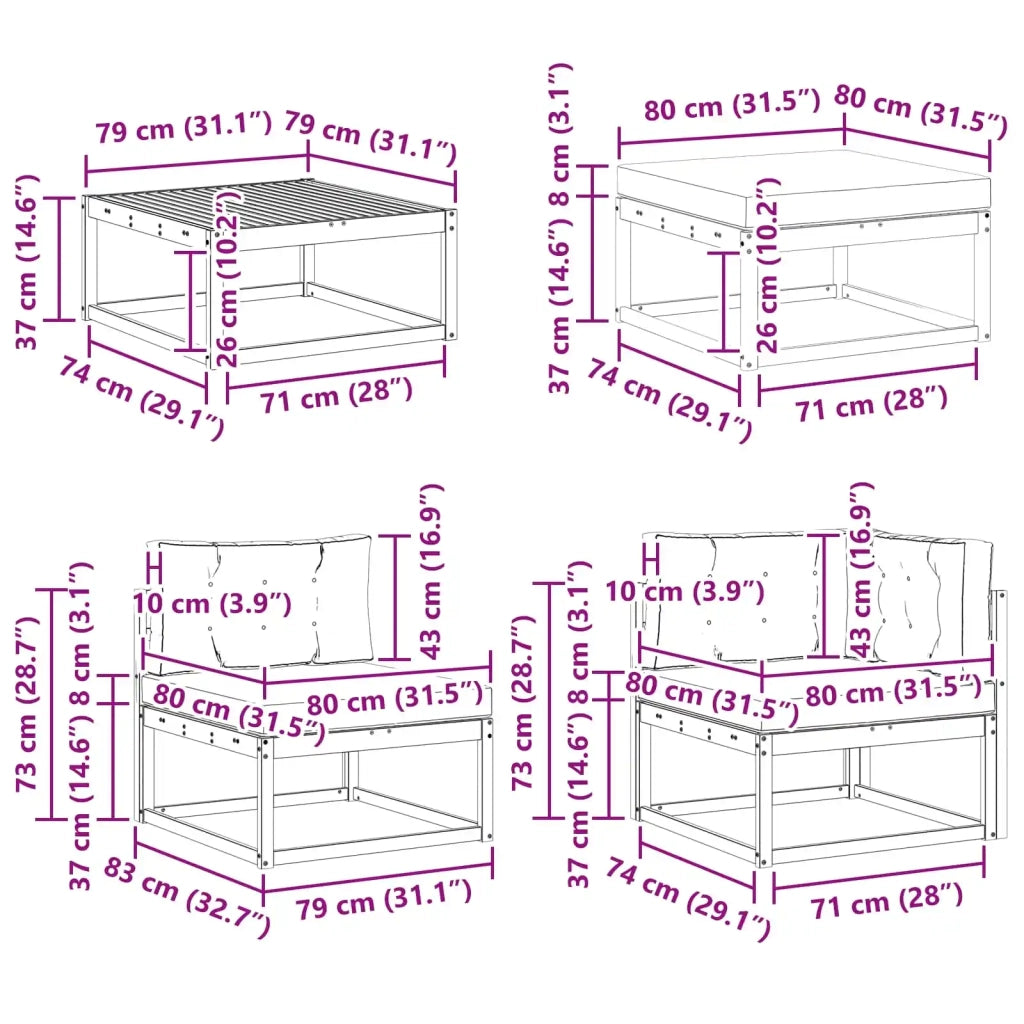 Set di divani da esterno 9 pcs Bianco e Beige 3386902