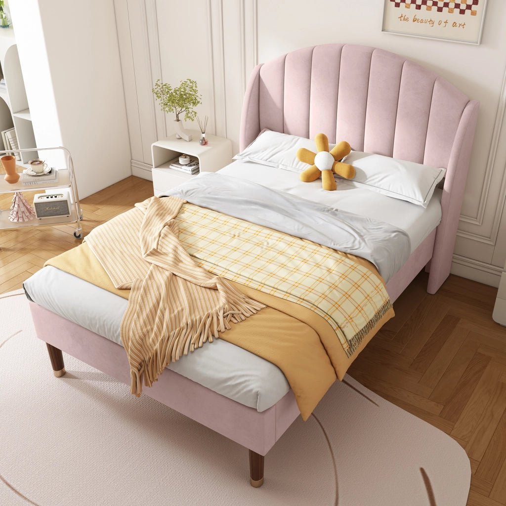 letto imbottito velluto rosa 90 x 200 cm