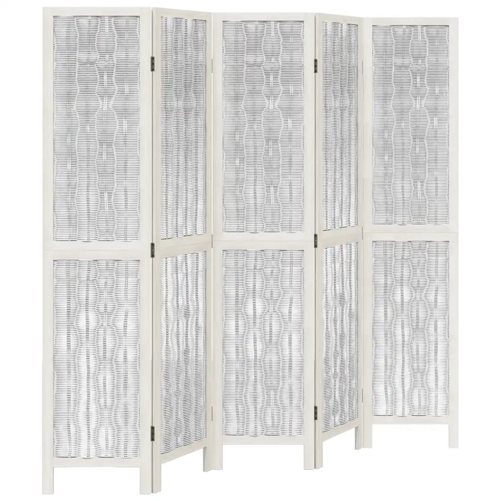 Divisorio Ambienti 5 Pannelli-Set di 5 pannelli Paravento Bianco Legno Massello di Paulownia 466861