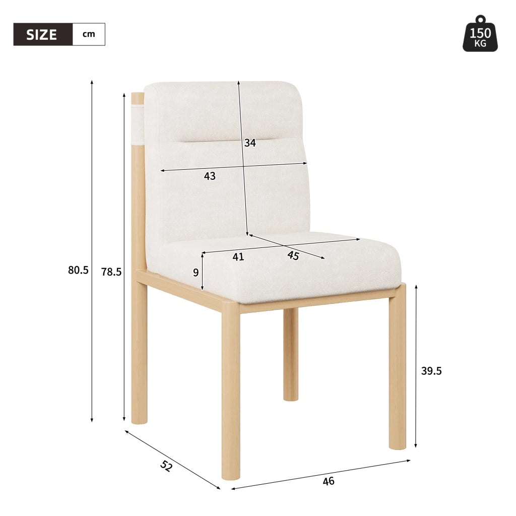 Set 4 Sedie da Pranzo ¨C Xylo ¨C Tessuto Sherpa Beige, Struttura Effetto Rovere, Imbottite