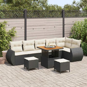 Set Divano da Giardino con cuscino 9 pcs Nero e Crema