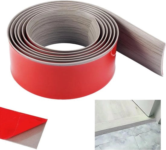 Pannello di Transizione Autocollante in PVC 2 m x 5 cm - Striscia di Drenaggio per Porta per Passaggio da Tappeto a Pavimento in Pietra