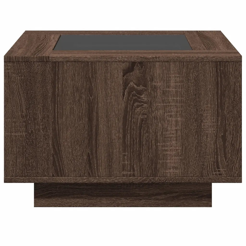 Tavolino Salotto con LED-Tavolino da soggiorno-Tavolo Rovere Marrone 60x60x40 cm Multistrato