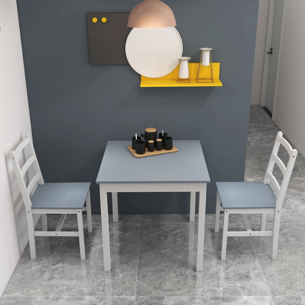 Tavolo da pranzo allungabile con sedie ¨C zephmum ¨C bianco grigio legno