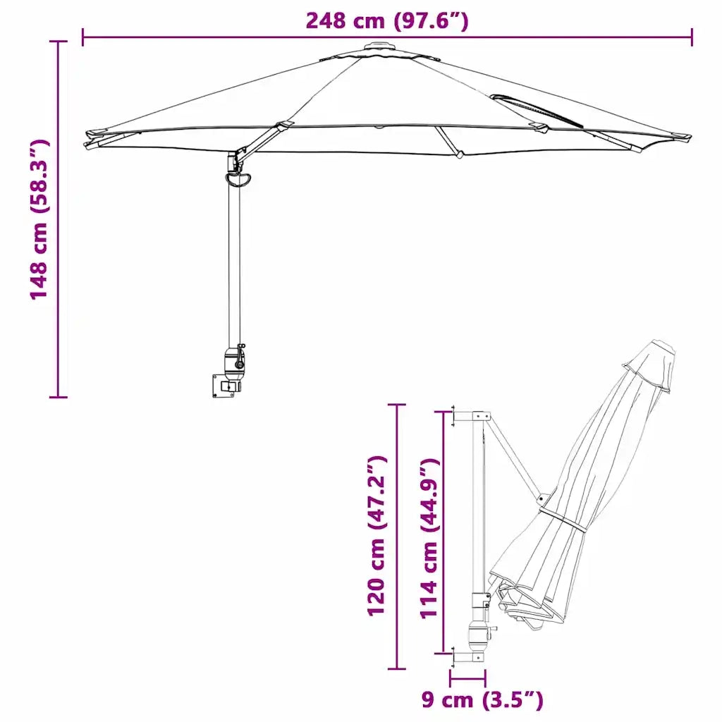 Ombrello | Parasol da giardino Azzurro 248 x 248 x 148 cm