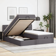 Pouf Letto con Materassi e LED Grigio 160x200cm Similpelle