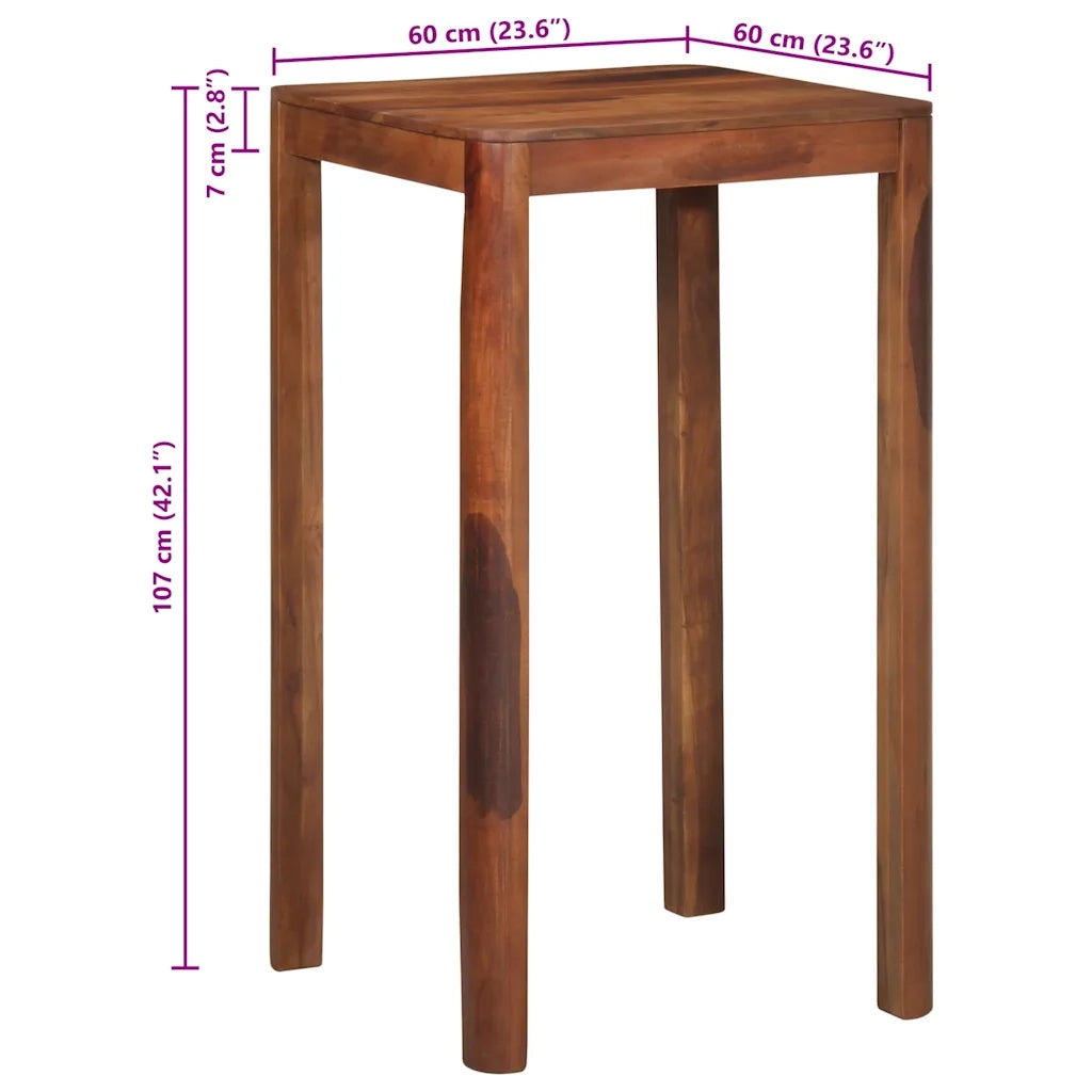 Tavolo da Bar 60x60x107 cm in Legno Massello di Acacia
