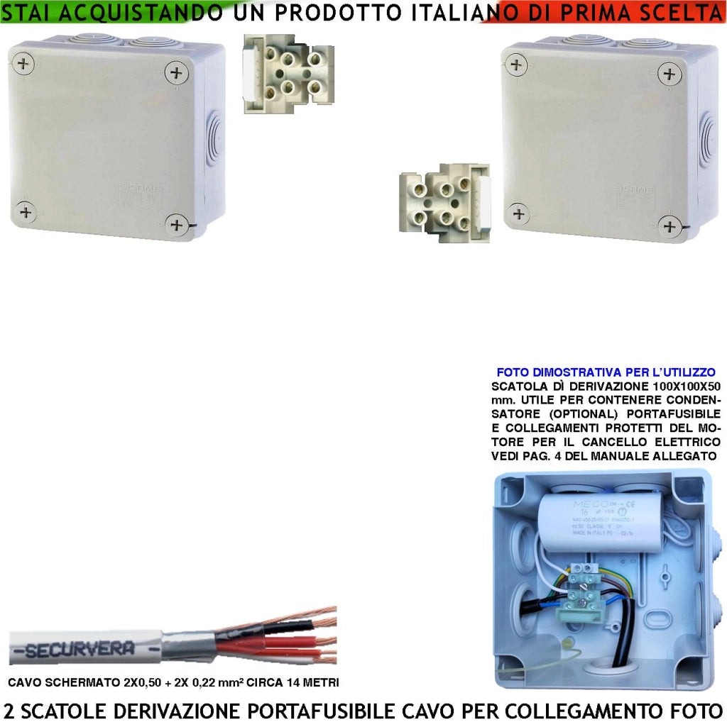 Contenitore Collegamenti Sicuri tra Centrale e Motori 220 V per Automatismo Cancello Fusibile di Protezione Cavo per Fotocellule