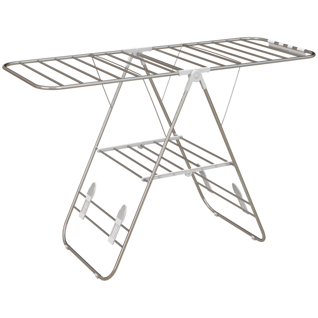 Stendibiancheria Pieghevole 2 Livelli Regolabile ¨C zephmum ¨C Grigio 148x60.5x98 cm