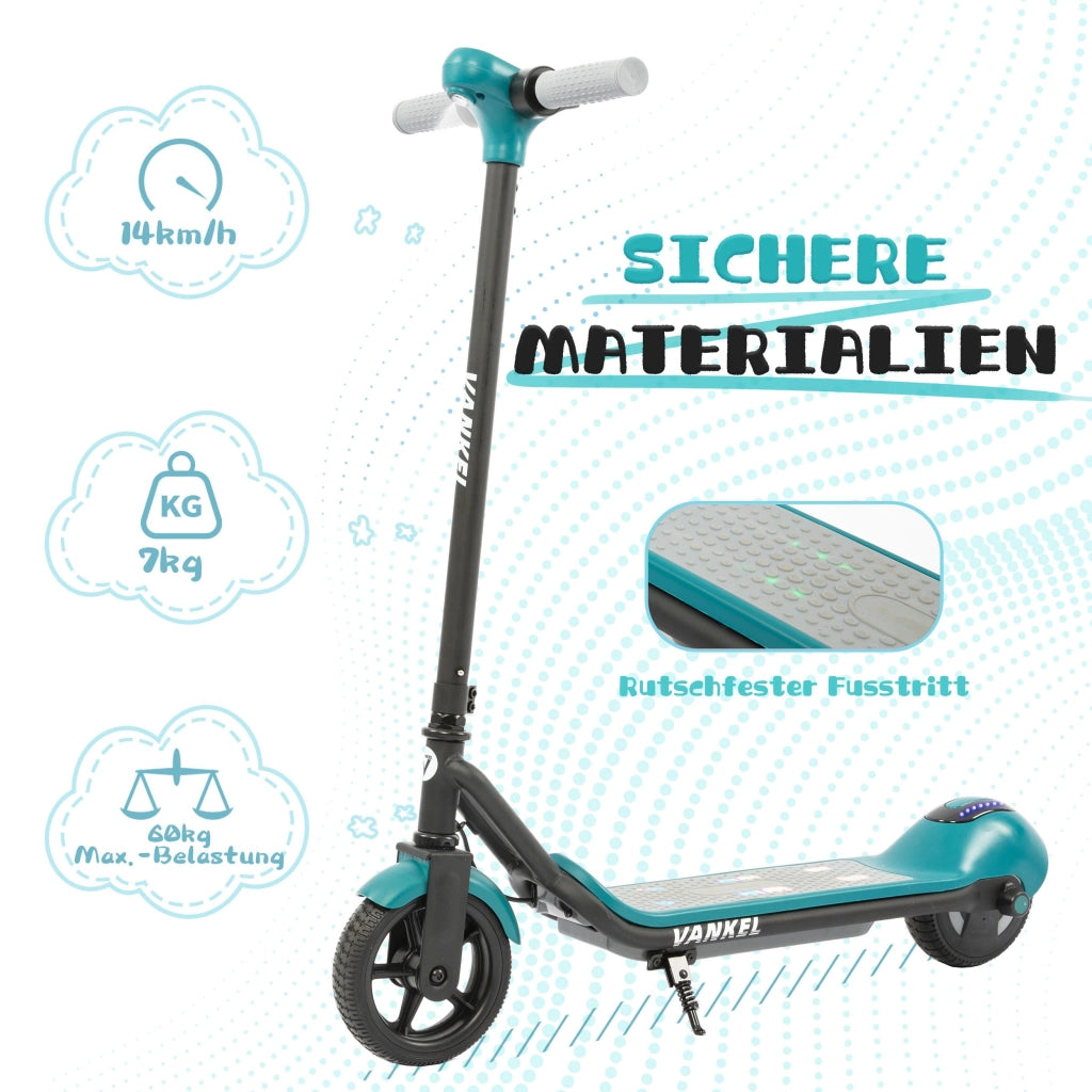 Monopattino elettrico per bambini verde con Bluetooth, luci LED, freno elettronico e 3 velocità fino a 14 km/h