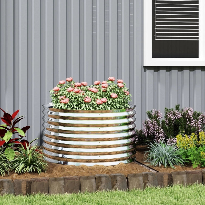 Fioriera in metallo con bordo di sicurezza e guanti, fondo aperto, 160L x 80P x 56A cm, grigia