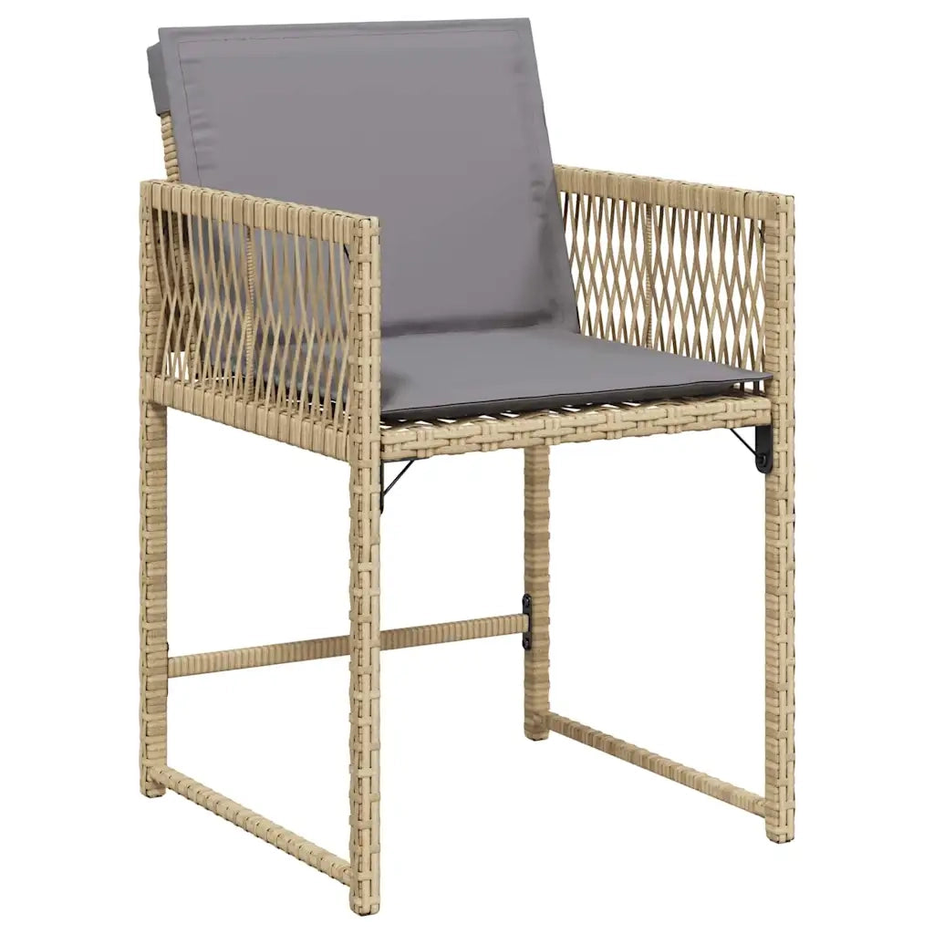 Set da Pranzo per Giardino 5 pcs Beige polyrattan