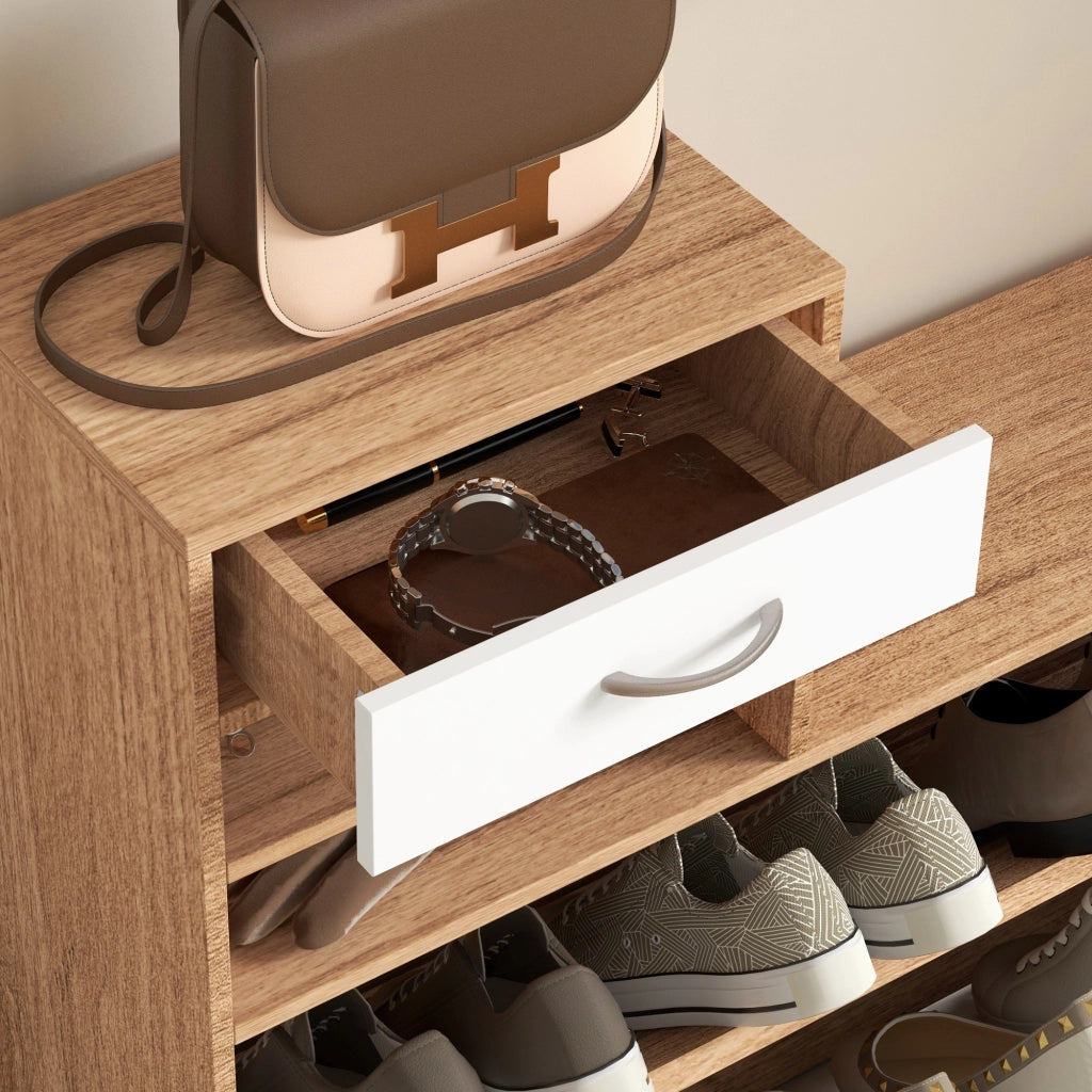 Mobile ingresso con appendiabiti, specchio e panca ¨C Minimal ¨C Bianco