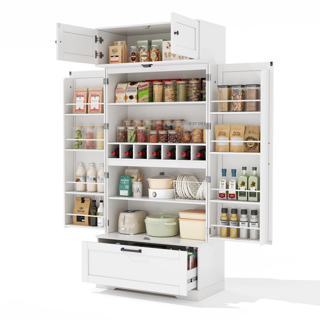 Armadio da cucina grande - Zephmum - 80¡Á40¡Á180cm - Stile industriale con ripiani regolabili, cassetti e porta vino