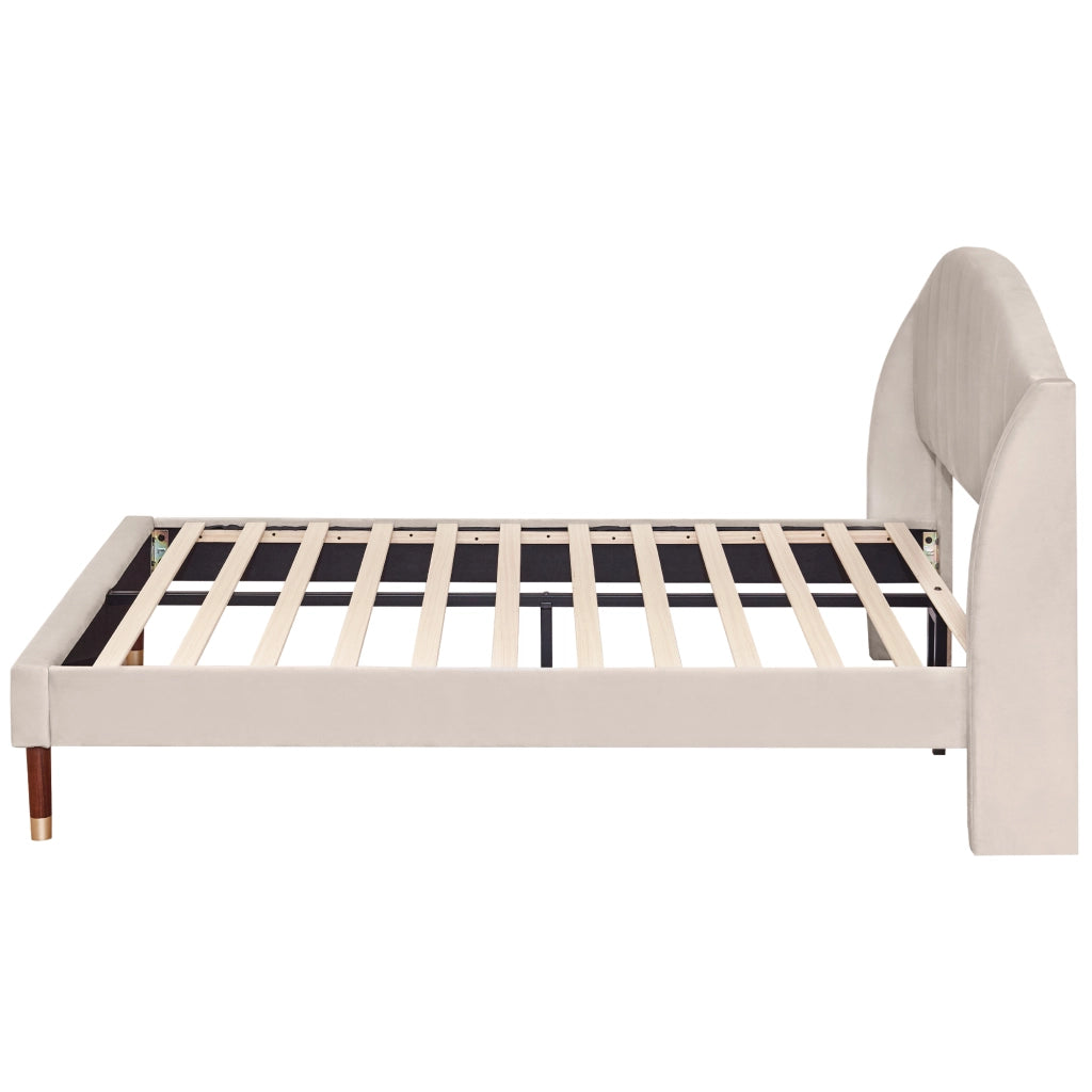 letto imbottito velluto beige 140 x 190 cm