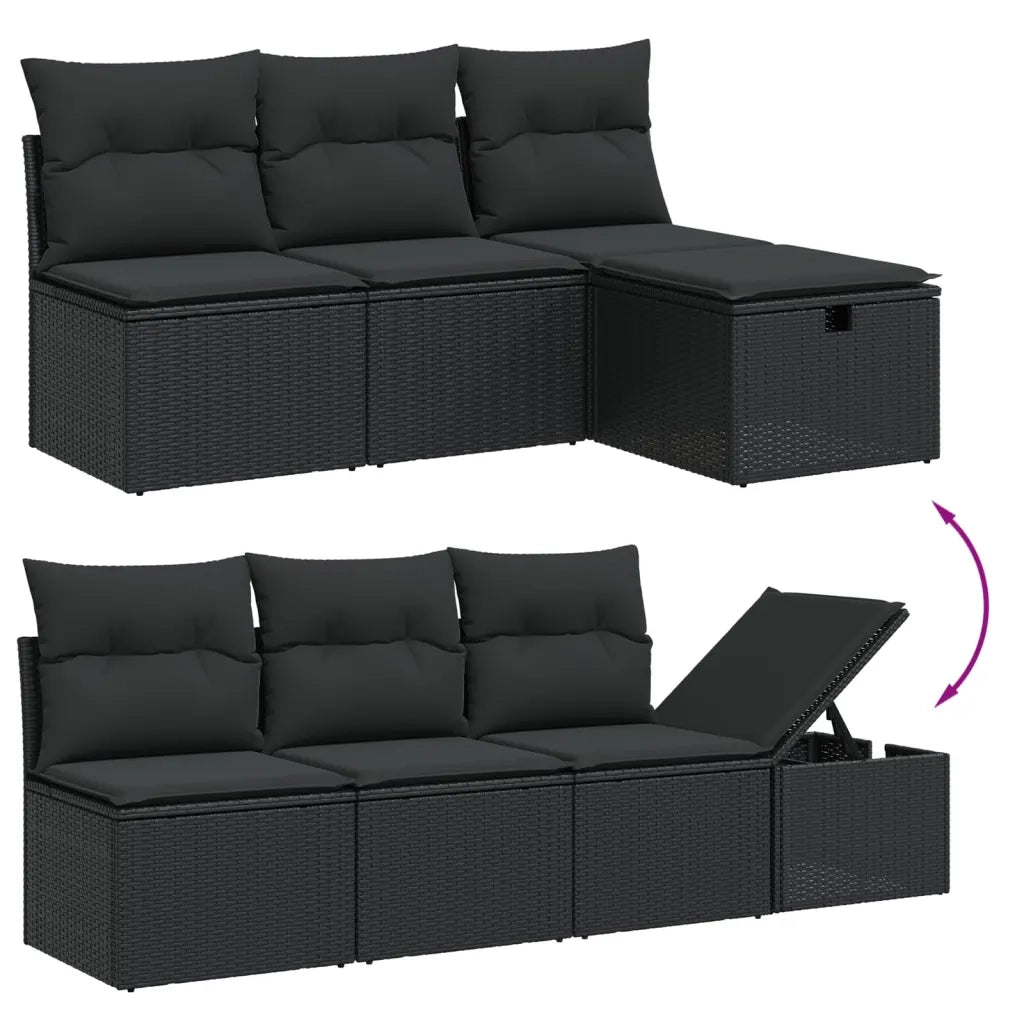 Set Divani da Giardino con Cuscini 7pz Nero Polyrattan 3265325