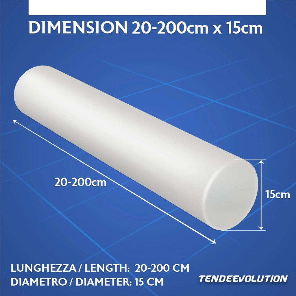 Cilindro in Gommapiuma per Divano Letto - Imbottitura in Spugna e Poliuretano - Rullo Foam - Diametro 15 cm - Lunghezza 200 cm
