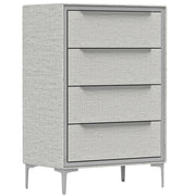 Cassettiera 4 Cassetti 60x36x88 cm con Rivestimento in Tessuto Effetto Lino in Acciaio Grigio