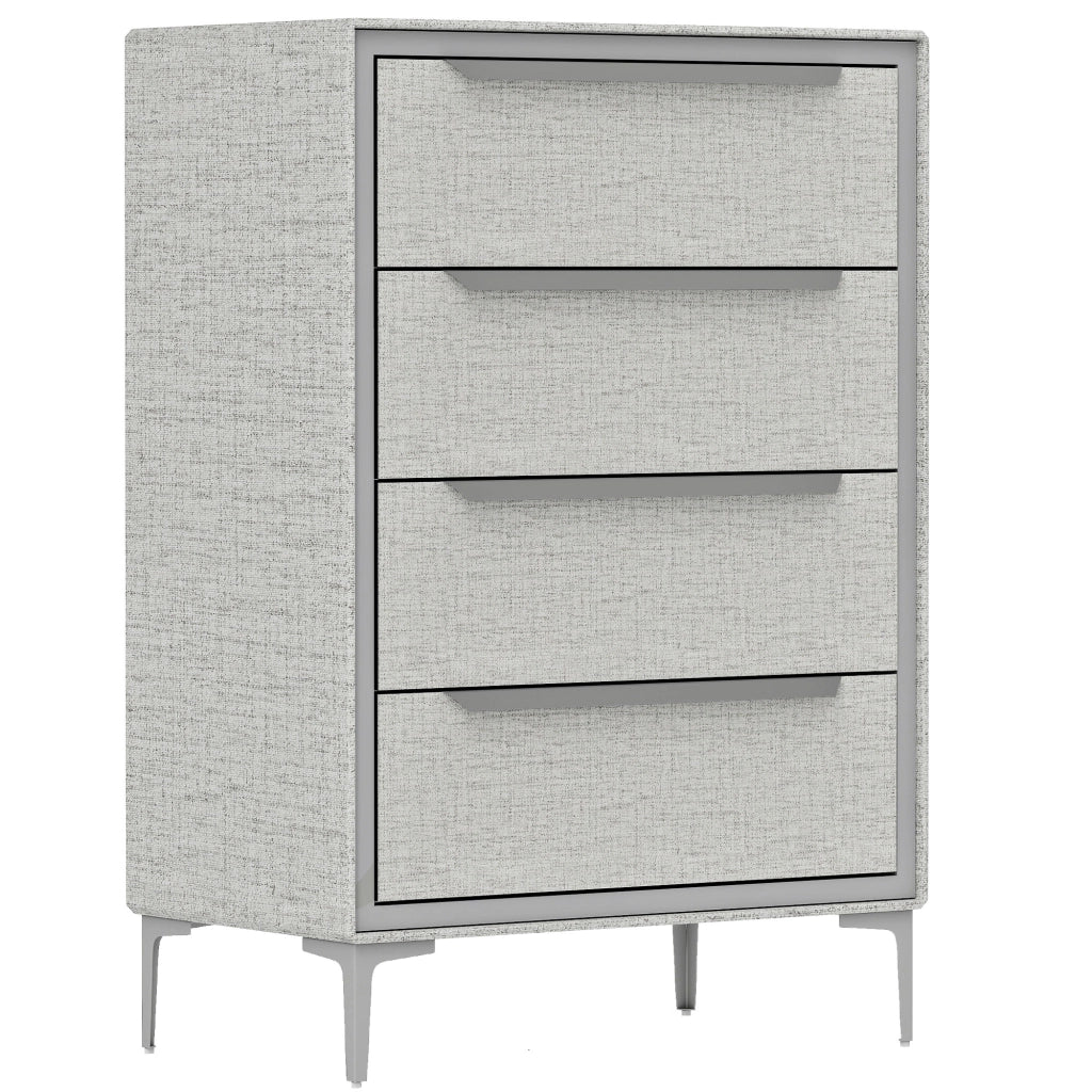 Cassettiera 4 Cassetti 60x36x88 cm con Rivestimento in Tessuto Effetto Lino in Acciaio Grigio