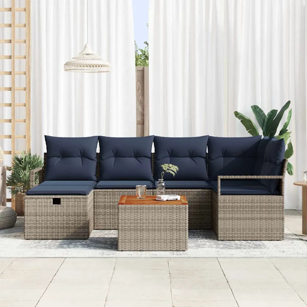 Set Divano da Giardino con cuscino 7 pcs Grigio polyrattan 3359542