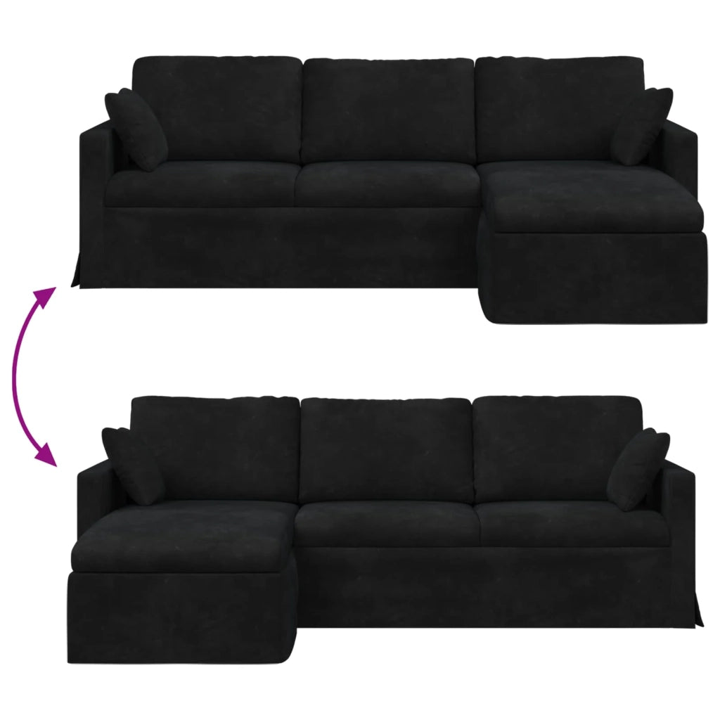 Divano Nero 228 x 134 x 80 cm Velluto 42024473