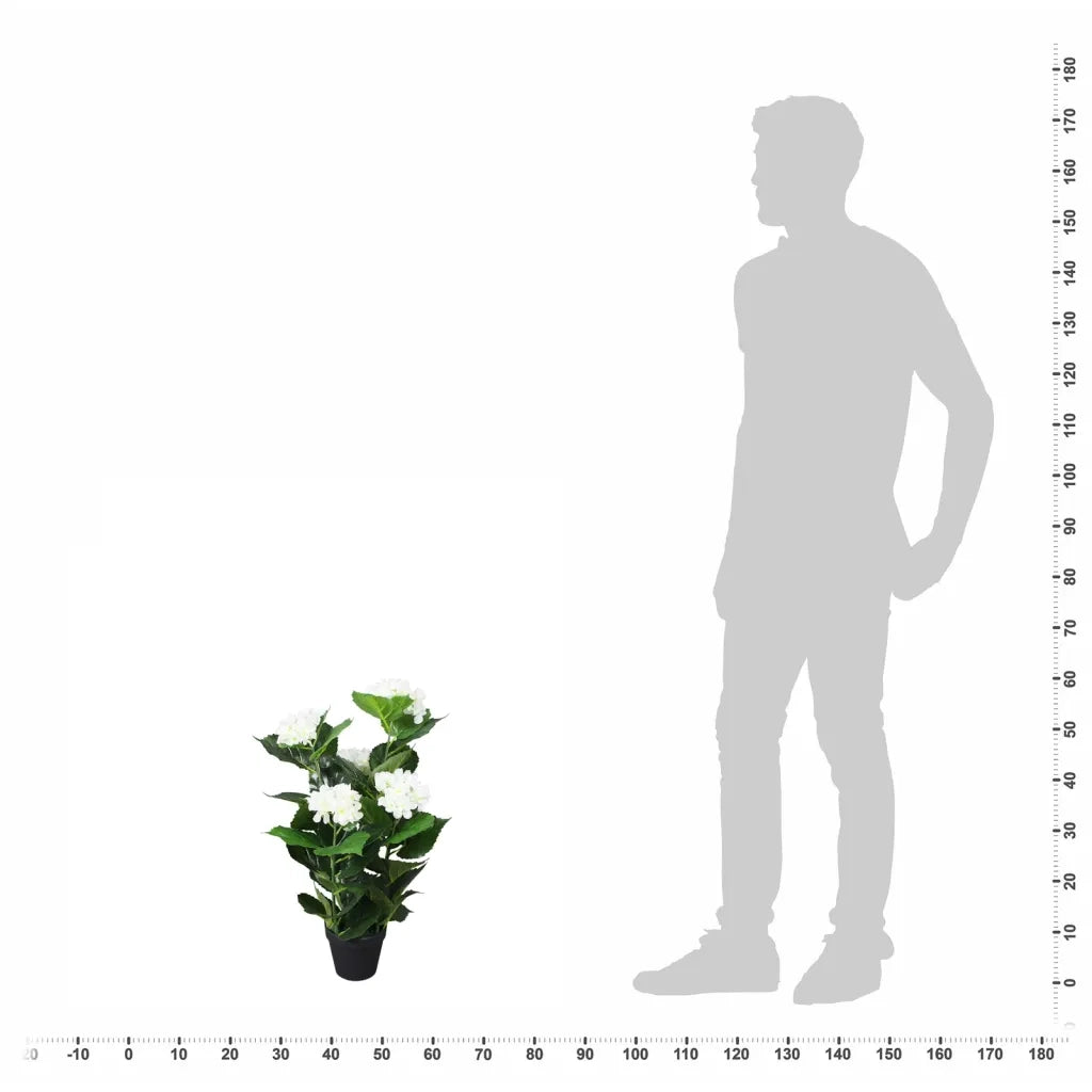 Ortensia Pianta Artificiale con Vaso-Piante Decorative 60 cm Bianca