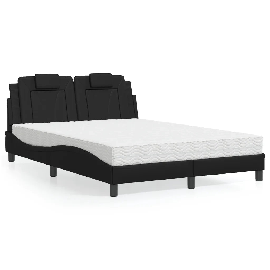 Letto matrimoniale | Letto per adulti | Letto Viana con Materasso Nero 120x200 cm in Similpelle