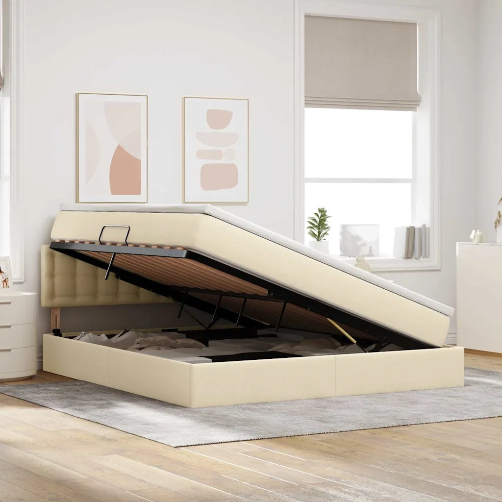 Letto con contenitore e materasso Crema 160 x 200 cm 3370648