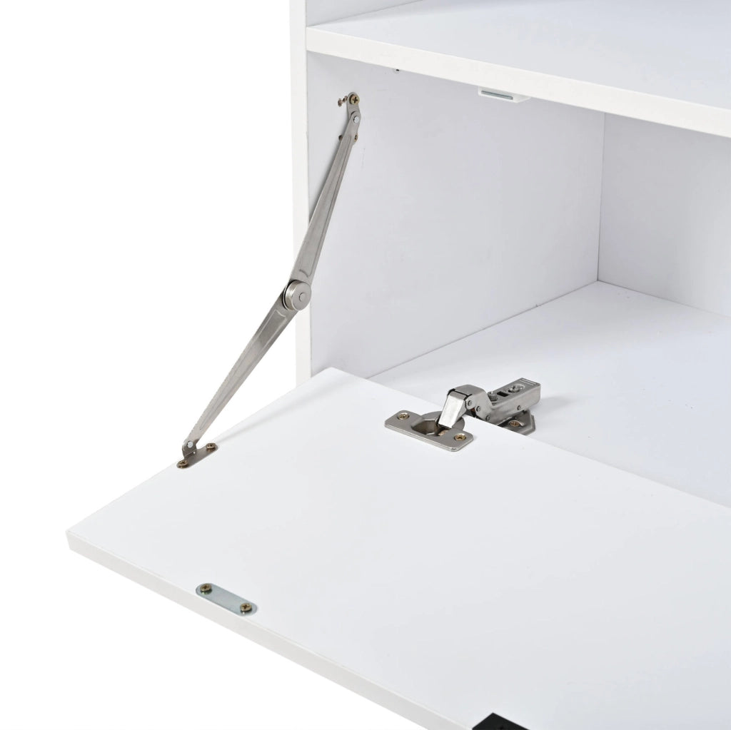 Vetrina 120x80x35 cm con illuminazione LED e ante in vetro; pannello truciolare bianco