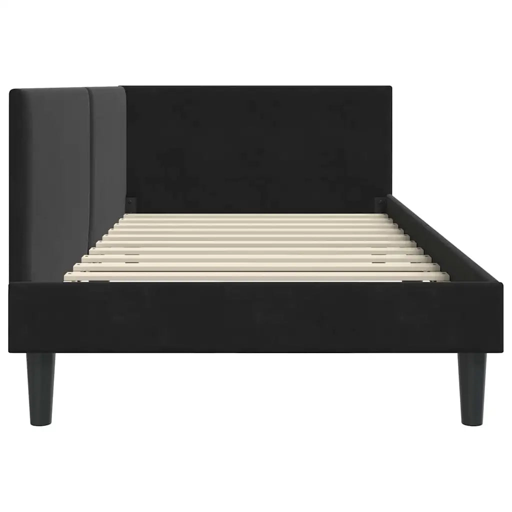 Letto singolo | Letto per adulti | Cornice del letto ad angolo Nero 100 cm x 200 cm Velluto