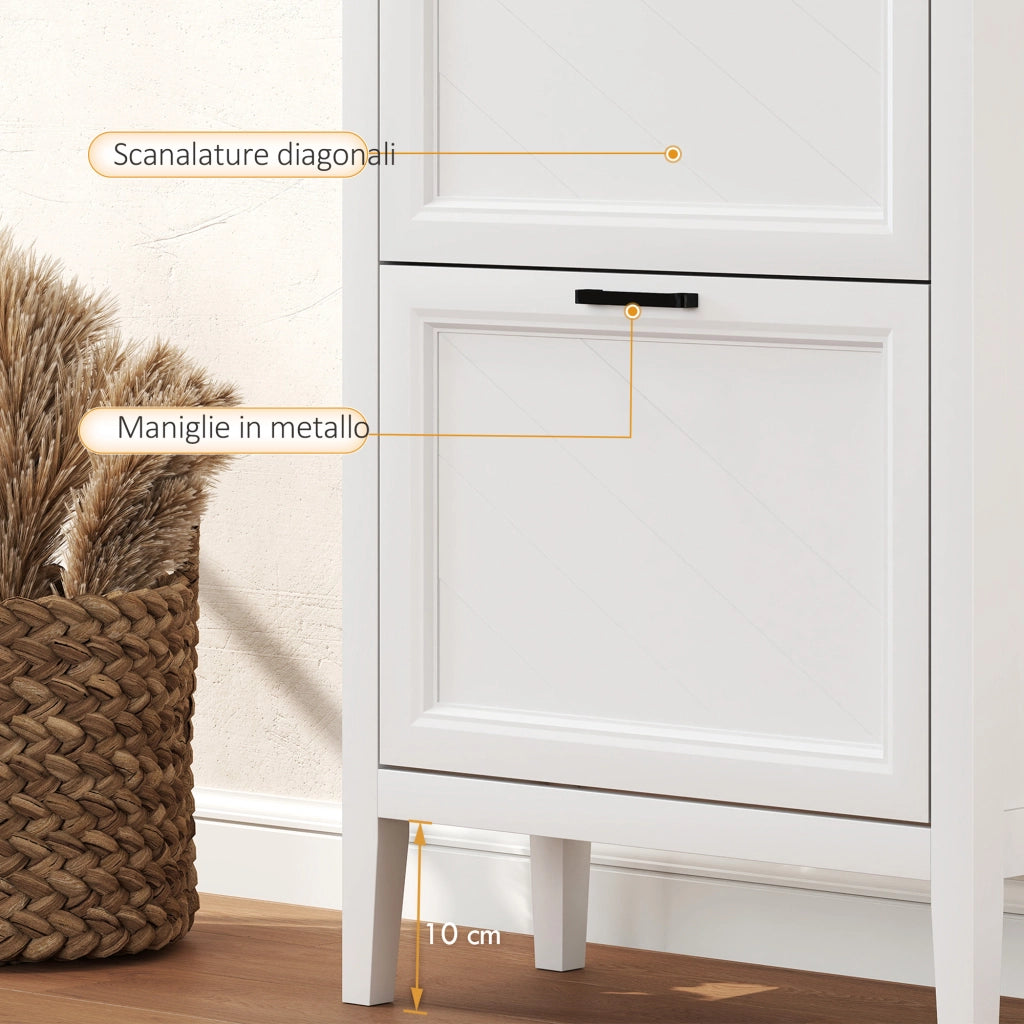 Scarpiera con 2 Cassetti Ribalta e Ripiani Regolabili ¨C Zephmum ¨C Bianco