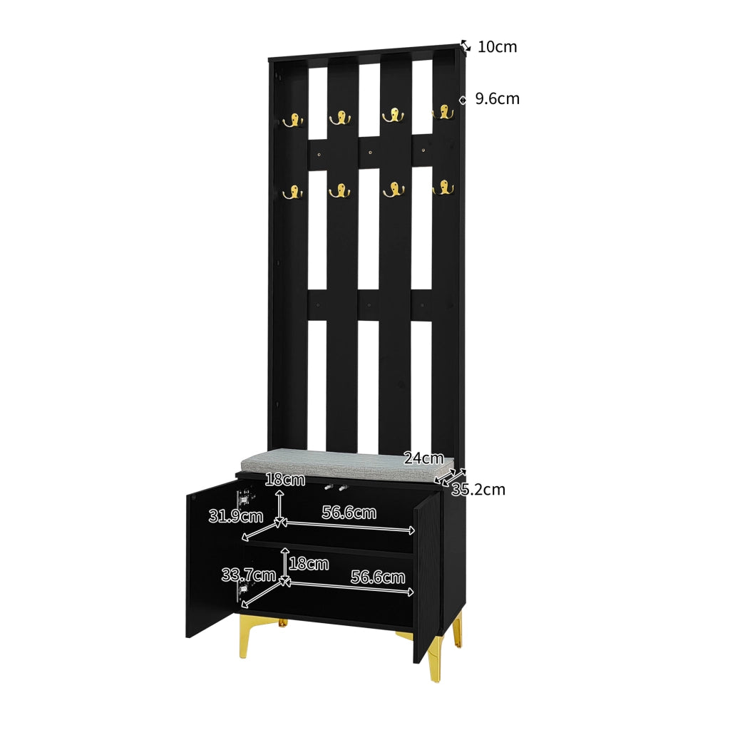 Set Ingresso con Panca, Appendiabiti e Ganci ¨C MINIMAL ¨C con Cuscino
