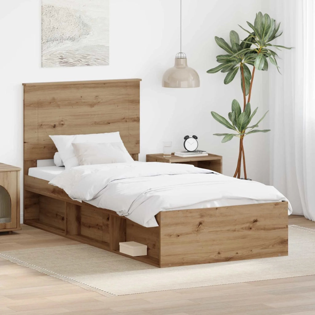 Letto singolo | Letto per adulti | Struttura del letto con testiera Rovere Artigianale 90 x 200 cm