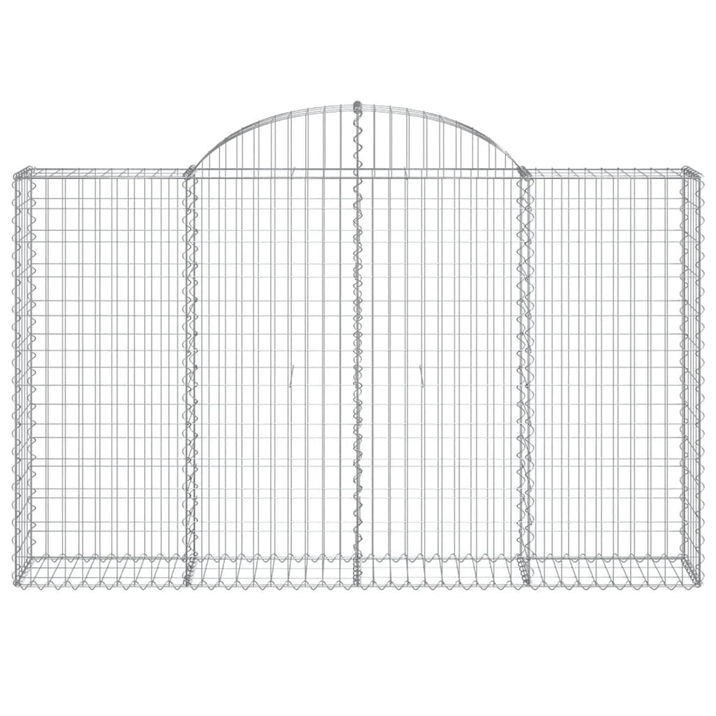 Cestini gabbioni recinzione a gabbia muro di contenimento ad arco 3 pezzi 200 x 30 x 120/140 cm ferro zincato argento 02_0040728