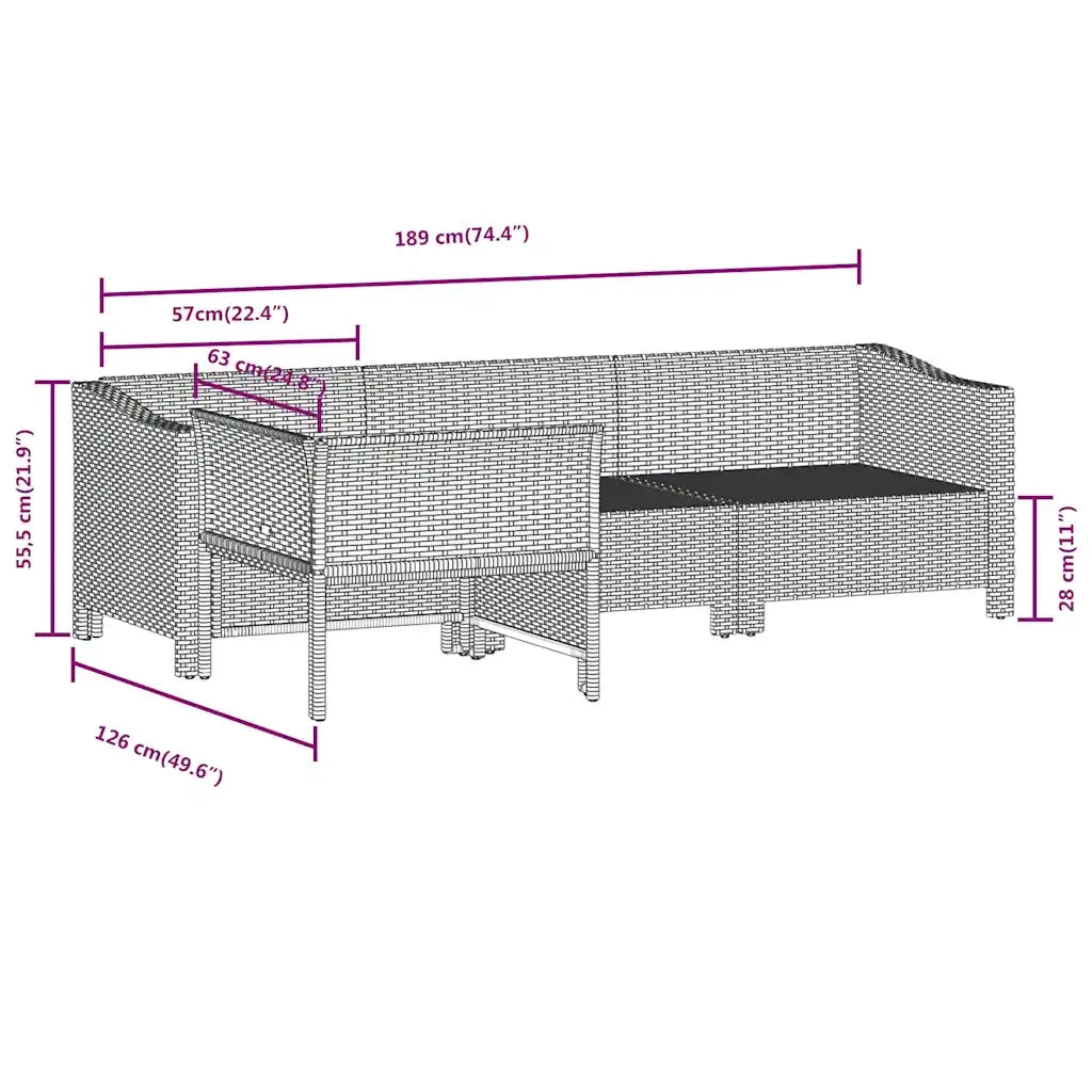 Set da giardino 4 pz | Set Salotto da Giardino con cuscini grigio in polyrattan