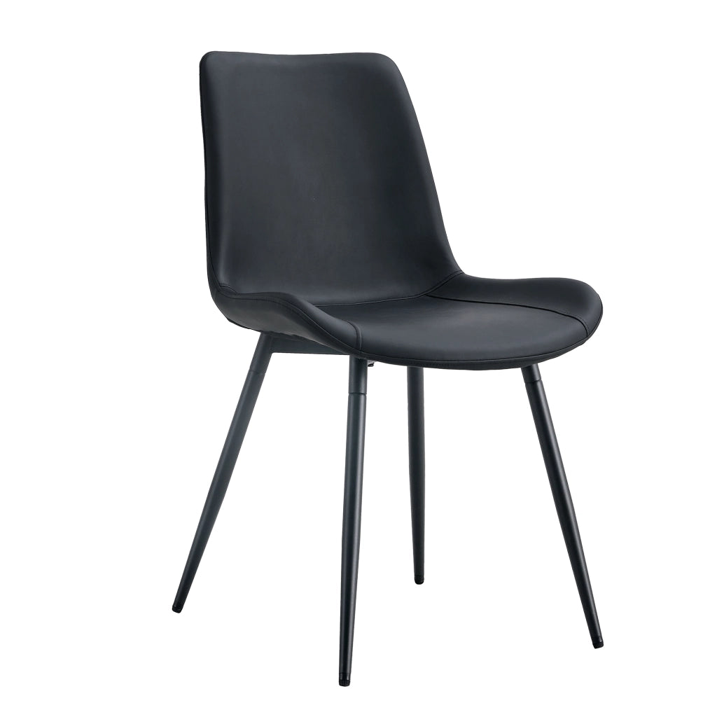 Sedia da pranzo seduta ampia schienale ergonomico con gambe metalliche antiscivolo, in PU nero