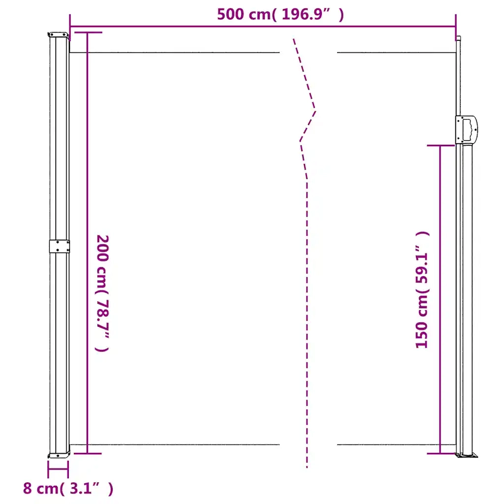 Tenda da Sole | Tenda parasole Laterale Retrattile Verde Scuro 200x500 cm