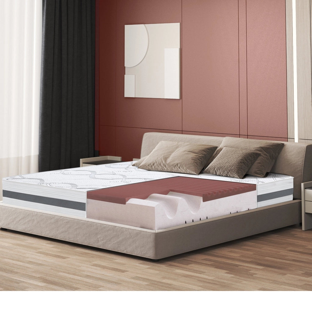 Materasso in Memory Foam a Una Piazza e Mezza 130x190 Altezza 22 cm | Rigidità media/alta | Tessuto Anallergico e Traspirante | Proprieta' Ortopediche Automodellanti | Prodotto in Italia