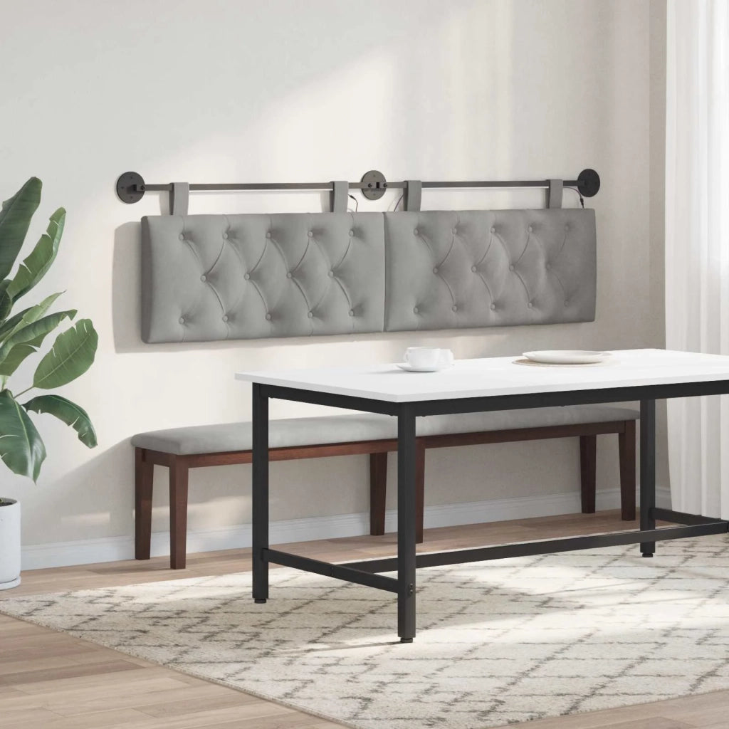 Testiera | Testata sospesa Con luce LED Grigio Chiaro Velluto