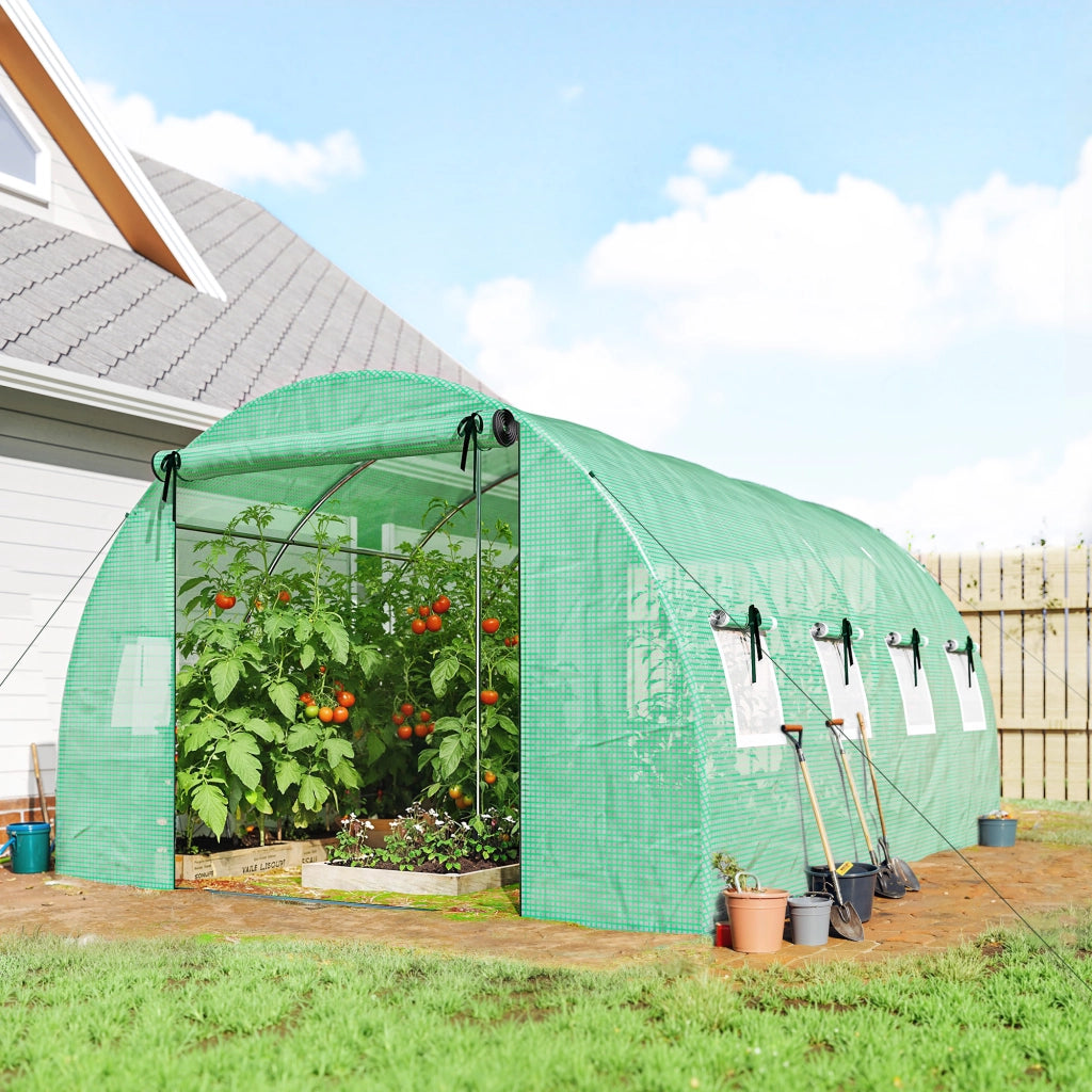 Serra da Giardino 4x3x2m con Porta Zip e 8 Finestre a Rete ¨C Xylo ¨C Verde