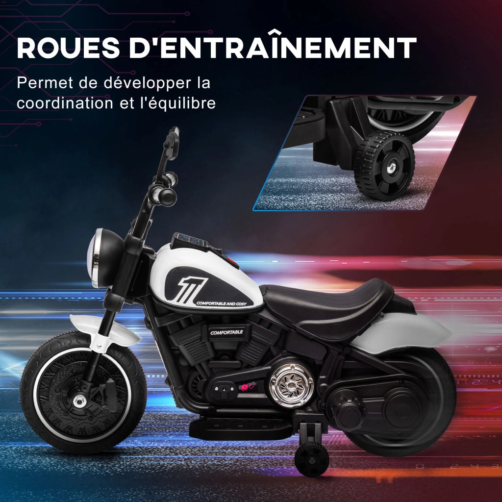 Moto Elettrica per Bambini 6V ¨C Xylo ¨C Bianca con Faro LED 18-36 Mesi