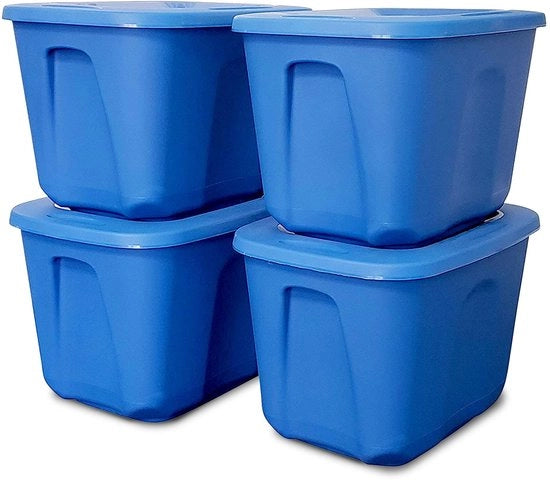 Set di contenitori in plastica con coperchio 38 l, 4-Pack 10 Gallon - Set di 4 blu