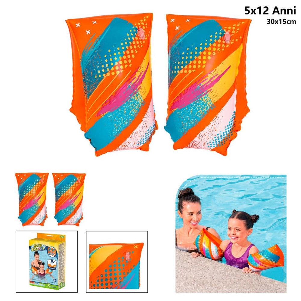 Trade Shop - Braccioli Gonfiabili Per Nuoto Galleggianti 30x15cm Colorify Toughlite Età 5-12 Anni 32274 -