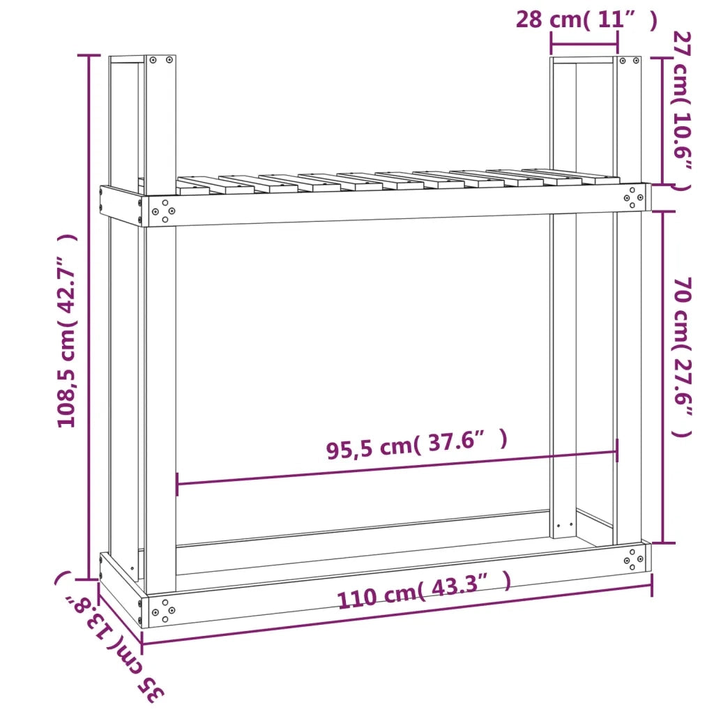 Portalegna Ambra 110x35x108,5 cm in Legno Massello di Pino CFW9835398